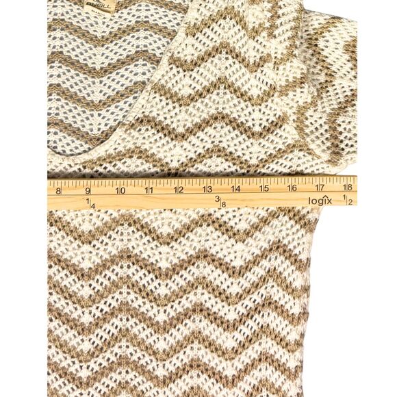 O’Neill Sweater Womens Crochet Open-Knit V-Neck Flared-Sleeve Chevron Medium Y2K - Picture 5 of 8
